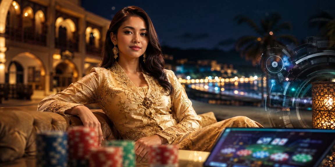 Pengguna di Langkawi menikmati permainan kasino dan Baccarat di platform 7020 dengan pakaian kebaya